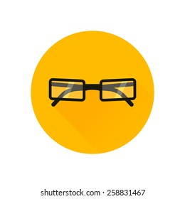 Glasses Icon. Vector illustration. Elements for design. Glasses Icon on yellow background 