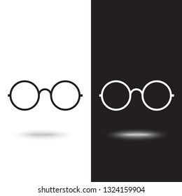 glasses icon vector on black and white background