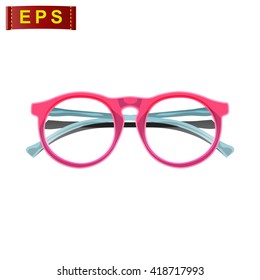 glasses icon, vector pink sunglasses icon, isolated summer symbol