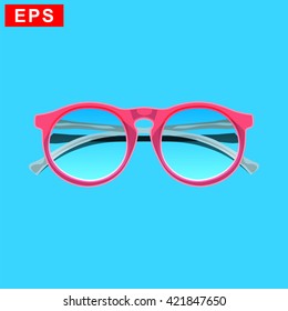 glasses icon, vector pink sunglasses icon, isolated summer symbol