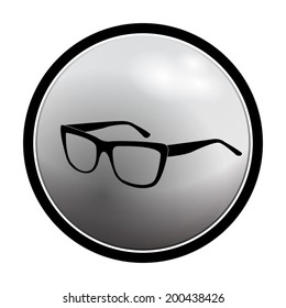 glasses  icon - vector round button on light background