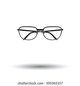 Glasses icon. White background with shadow design. Vector illustration.