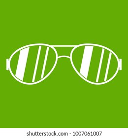 Glasses icon white isolated on green background. Vector illustration