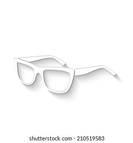 glasses icon - white vector illustration with shadow