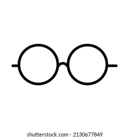 glasses icon.flat round line glasses,vector isolated on white.