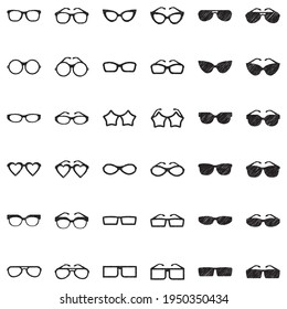 Glasses Icons. Black Scribble Design. Vector Illustration.