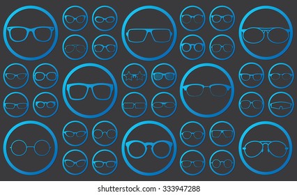 glasses icons in circle vector style