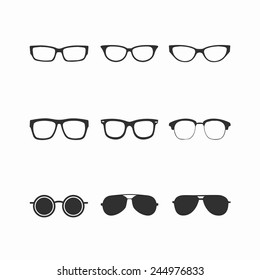 Glasses icons - Element glasses icon set on white background. Vector illustration EPS10.