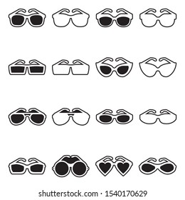 Glasses Icons. Line With Fill Design. Vector Illustration.