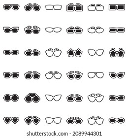 Glasses Icons. Line With Fill Design. Vector Illustration.