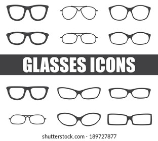 glasses icons on white background. Vector illustration