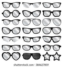 glasses icons on white background. Vector illustration