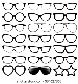 glasses icons on white background. Vector illustration