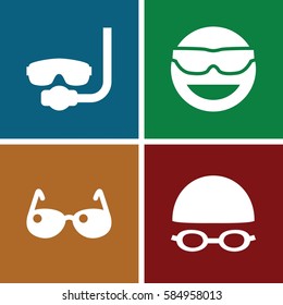 glasses icons set. Set of 4 glasses filled icons such as emot in sun glasses