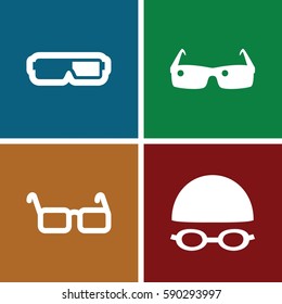 glasses icons set. Set of 4 glasses filled icons such as 