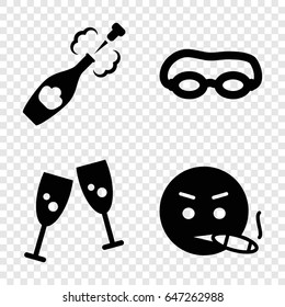 Glasses icons set. set of 4 glasses filled icons such as smoking emot