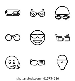 Glasses Icons Set. Set Of 9 Glasses Outline Icons Such As Glasses