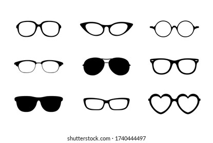 Glasses icons set isolated on white background, Sunglasses Vector illustration