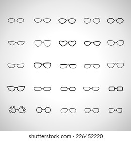 Glasses Icons Set - Isolated On Gray Background - Vector Illustration, Graphic Design Editable For Your Design