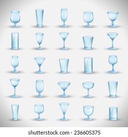 Glasses Icons Set - Isolated On Gray Background - Vector Illustration, Graphic Design Editable For Your Design