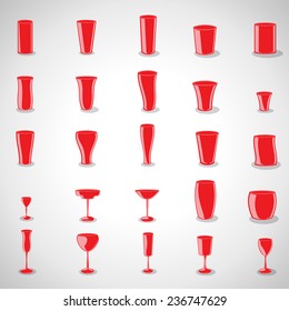 Glasses Icons Set - Isolated On Gray Background - Vector Illustration, Graphic Design Editable For Your Design