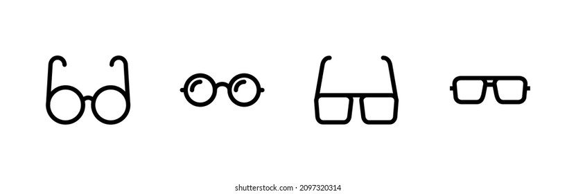 Glasses icons set. Glasses sign and symbol