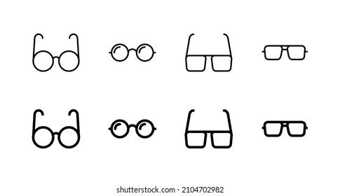 Glasses icons set. Glasses sign and symbol