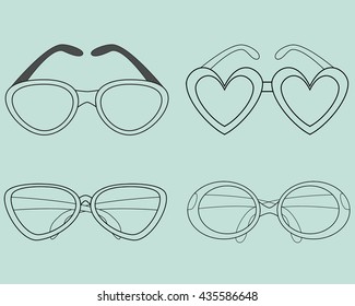 Glasses Icons Set. Vector illustration. Elements for design