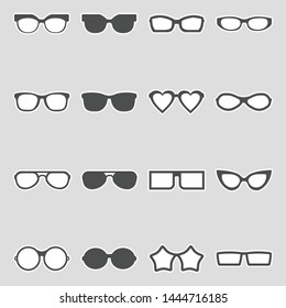 Glasses Icons. Sticker Design. Vector Illustration.