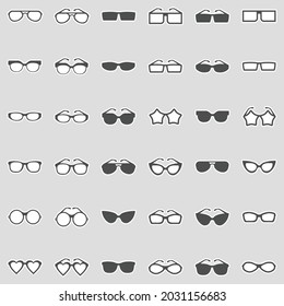 Iconos de lentes. Diseño de pegatinas. Ilustración vectorial.