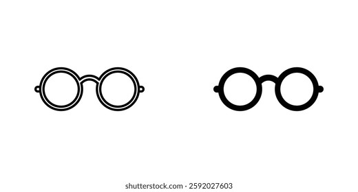 Glasses icons. stroke line and black solid icons