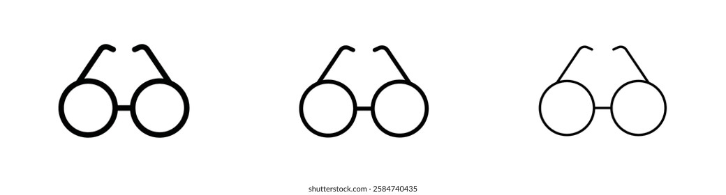 Glasses icons in three different stroke lines