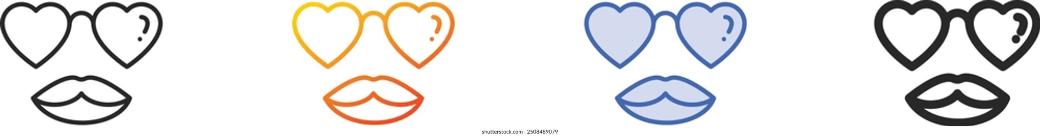 glasses icon.Thin Linear, Gradient, Blue Stroke and bold Style Design Isolated On White Background