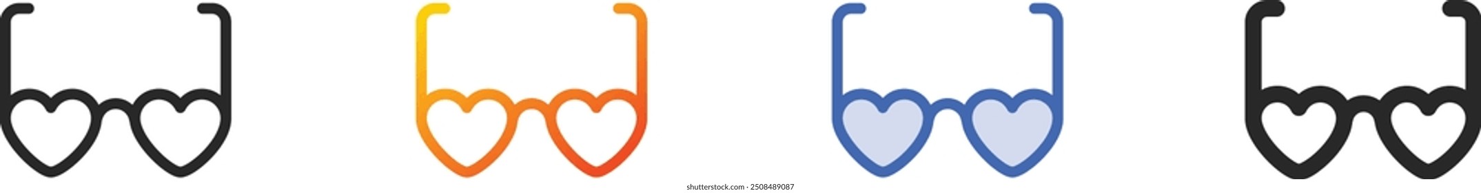 glasses icon.Thin Linear, Gradient, Blue Stroke and bold Style Design Isolated On White Background