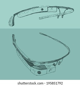 Glasses illustration, engraved retro style, hand drawn, sketch