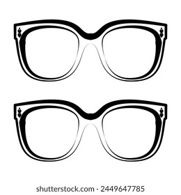 Glasses Ink Brush Strokes Vector Set