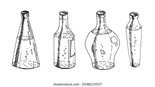 Gafas en estilo dibujado a mano de tinta. aislado en blanco. Imagen de Vector 100% dibujado a mano.