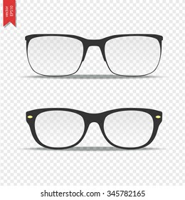 Glasses isolated on transparent background. Vector illustration, set of glasses icon.