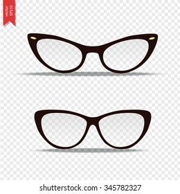 Glasses isolated on transparent background. Vector illustration, set of glasses icon.