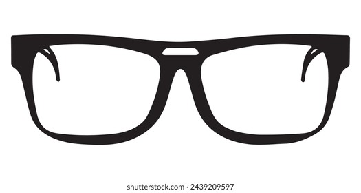 Glasses Isolated on White Background. Black Glasses Silhouette, Vector Illustration.