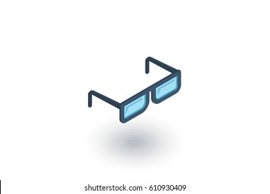 glasses isometric flat icon. 3d vector colorful illustration. Pictogram isolated on white background
