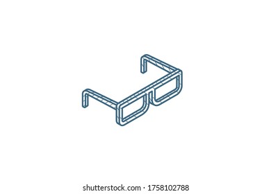 glasses isometric icon. 3d vector illustration. Isolated line art technical drawing. Editable stroke