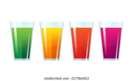 Glasses with juice of different colors. Vector stock illustration