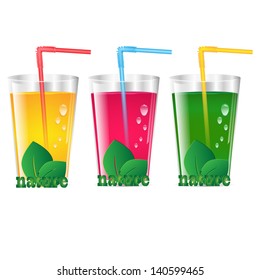 glasses of juice on a white background