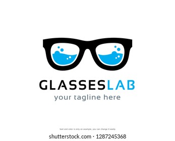 Glasses Lab Logo Template Design Vector, Emblem, Concept Design, Creative Symbol, Icon