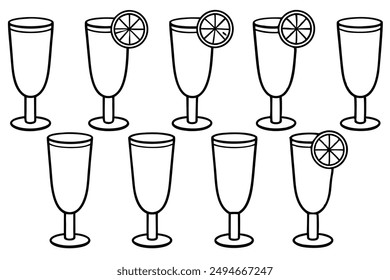 Glasses of lemonade line art elegant citrus beverage drawing