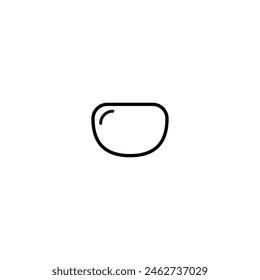 Glasses lens icon. The glass part of the glasses with a lens without a frame and rimless. Vector on white background. 