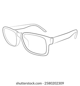 Glasses line continuous drawing. Eyeglasses vector illustration. Optics art. Icon for vision in silhouette on a white background. Sunglasses linear minimalist sketch. Logo for an ophthalmologist.