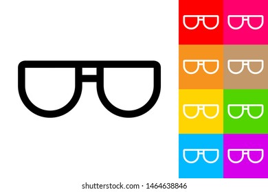 Glasses. Line Icon With Different Color Background.