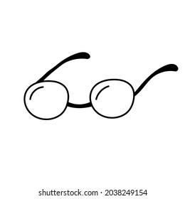 Glasses line icon in doodle style. Vector illustration.